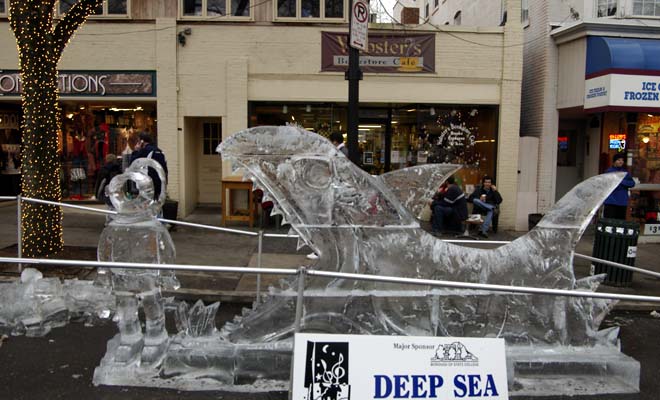 Ice deep sea diver and friend